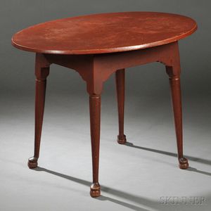 Queen Anne Red-painted Tiger Maple Tea Table