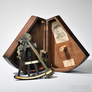 Ebony and Brass 10-inch Octant in Wooden Case