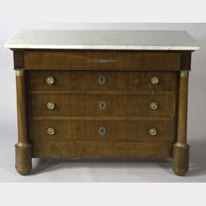 French Empire Mahogany and Marble-top Chest of Drawers