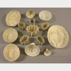 Fourteen English Creamware Culinary Molds and Stamps