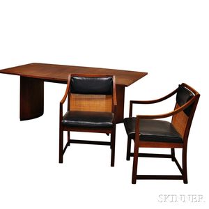 Mid-century Teak Dining Table and Two Chairs