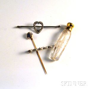 Three Jewelry Items and a Cut Glass Perfume