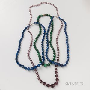 Four Hardstone Beaded Necklaces