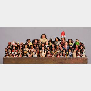 Collection of Fifty-six Skookum Indian Character Dolls