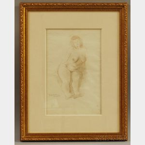 Raphael Soyer (American, 1899-1987) Nude Woman Sitting.