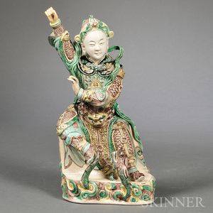 Famille Verte Porcelain Figure of Guan Yu
