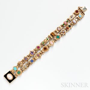 14kt Gold Gem-set Slide Bracelet