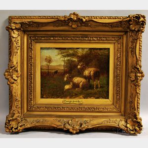 George Riecke (American, 1848-1940) Sheep in Landscape