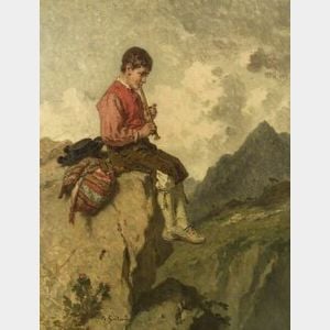 Attributed to Adolphe-Irénée Guillon (French, 1829-1896) The Mountain Flutist
