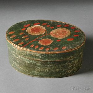 Paint-decorated Small Oval Covered Box