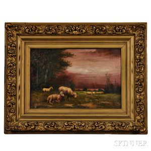 American School, 19th Century Landscape with Sheep