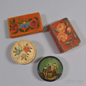 Four Mostly Tole Snuff Boxes