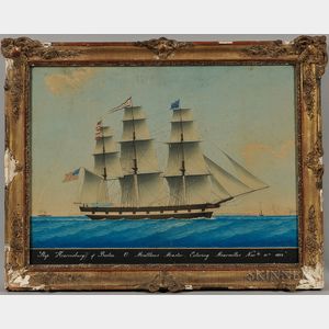Honore Pellegrin (France, England, United States, 1793-1869),Ship Harrisburg of Boston O. Matthews Master, Entering Marseilles Novbr 1