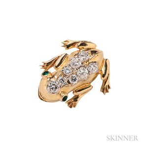 18kt Gold and Diamond Frog Pin