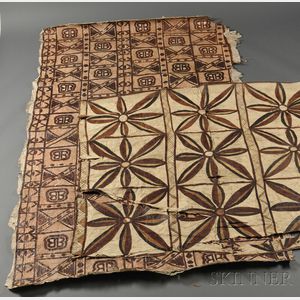 Two South Pacific Painted Tapa Cloths