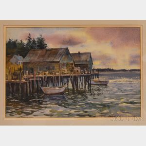 Paul Strisik (American, 1918-1998) Maine Wharf