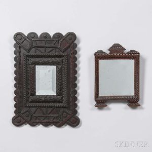 Two Small Tramp Art Mirrors