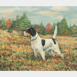 Clarence Calhoun Fawcett (American, 1902-1988) "Cloudburst"/Field Trial English Setter Owned by Harry Townshend, Jr.