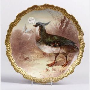 Limoges Hand-painted Porcelain Bird Cabinet Plate