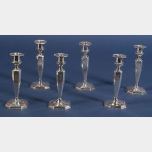 Set of Six Durgin Weighted Sterling Candlesticks