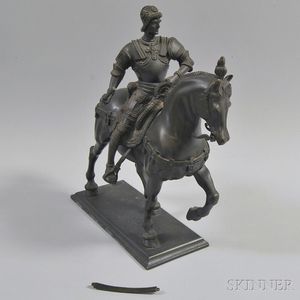 Bronze Sculpture of a Knight on Horseback