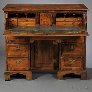 George III Walnut-veneered Kneehole Desk