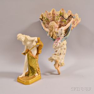 Royal Worcester Female Figure and a KPM Figural Wall Pocket