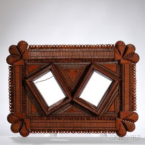 Tramp Art Frame with Two Apertures