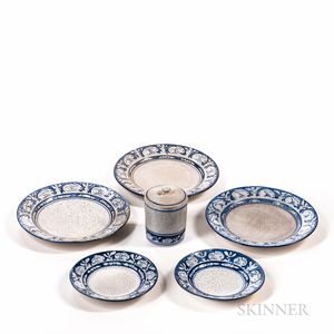 Six Pieces of Dedham Pottery "Rabbit" Pattern Tableware