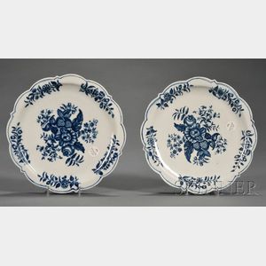 Two Dr. Wall Period Worcester Porcelain Plates