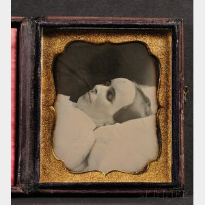 Sixth Plate Daguerreotype Portrait of a Deceased Young Woman