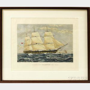 Framed E. Duncan Hand-colored Lithograph Clipper Ship "Shannon,"