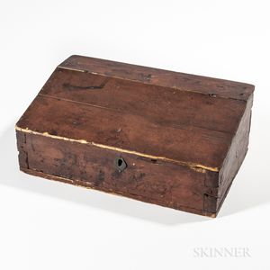 Red-stained Pine Slant-lid Desk Box
