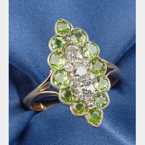 Edwardian Demantoid Garnet and Diamond Ring