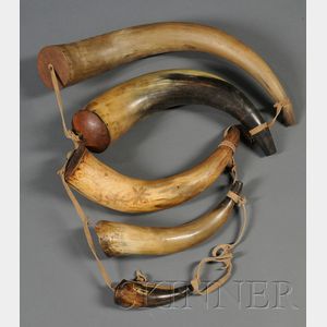 Group of Five Powder Horns