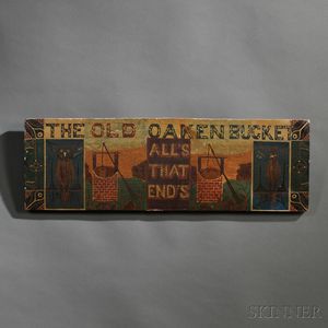 Painted Wooden "THE OLD OAKEN BUCKET" Sign