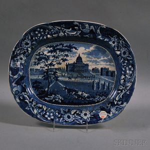 Historical Transfer-decorated Staffordshire Pottery Boston State House Platter