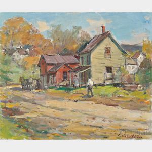 Carl William Peters (American, 1897-1980) Farm in Autumn