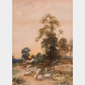 David Bates (British, 1840-1921) Pastoral Watercolor