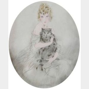 Attributed to Louis Icart (French, 1888-1950) Her Pet