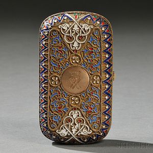 Russian Cloisonné-enameled .916 Silver-gilt Cigarette Case