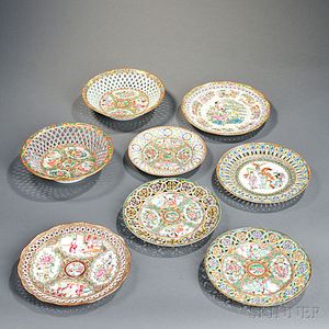 Eight Porcelain Reticulated Bowls and Plates