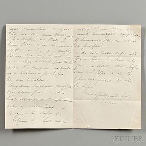 Stowe, Harriet Beecher (1811-1896) Autograph Letter Signed, 28 October 1886.
