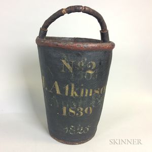 "J. Atkinson" Painted Leather Firebucket
