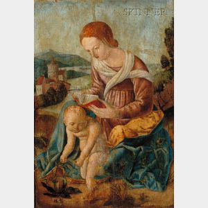 Northern School, 16th Century Style Madonna and Child in a Landscape