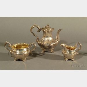 William IV Three Piece Harlequin Silver Tea Set
