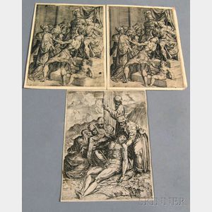 Northern School, 17th/18th Century Three Prints: Two Impressions of Christ Brought Before Pilate