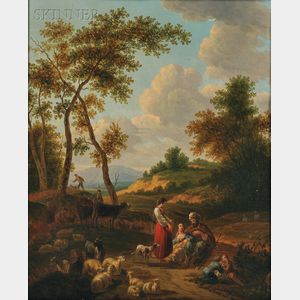 French School, 18th Century Herders at Rest in a Landscape