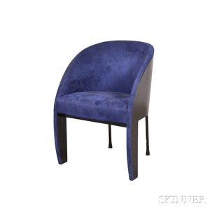 Ligne Roset Blue-upholstered Barrel-back Armchair