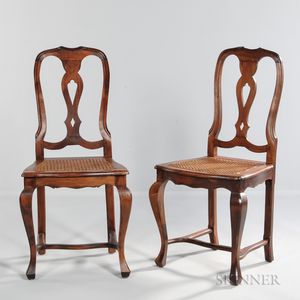 Pair of French Provincial-style Caned Walnut Side Chairs